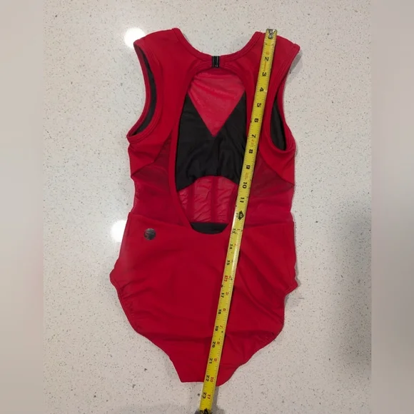 CUTE 5dancewear Five 5 YXL Extra large Gymnastics Dance Leotard CHRISTMAS RED - Picture 11 of 13